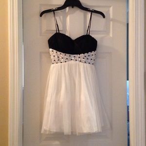 White and black dress with sequin details